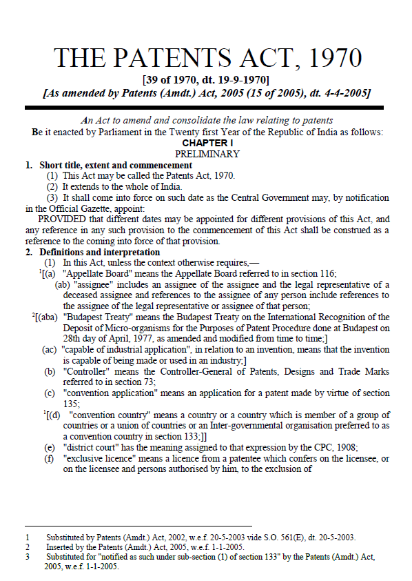 14. The Patents Act, 1970